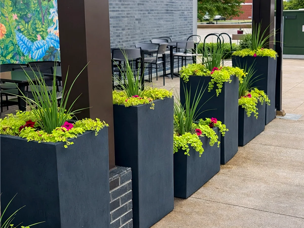 Commercial planter and landscape installation project in St Paul Minnesota